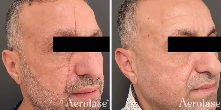 Scar treatment before and after with Aerolase